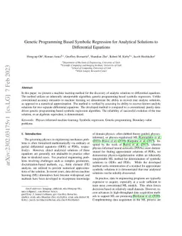 Genetic Programming Based Symbolic Regression for Analytical Solutions
  to Differential Equations