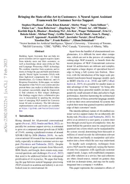 Bringing the State-of-the-Art to Customers: A Neural Agent Assistant
  Framework for Customer Service Support