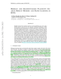Hebbian and Gradient-based Plasticity Enables Robust Memory and Rapid
  Learning in RNNs
