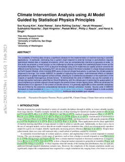 Climate Intervention Analysis using AI Model Guided by Statistical
  Physics Principles