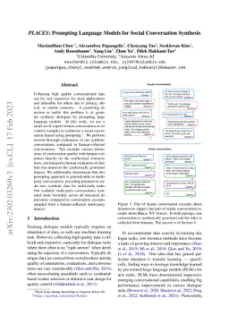 PLACES: Prompting Language Models for Social Conversation Synthesis