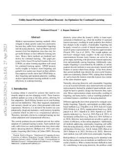 Utility-based Perturbed Gradient Descent: An Optimizer for Continual
  Learning