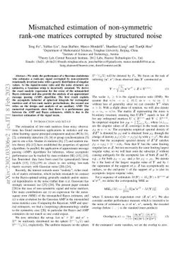 Mismatched estimation of non-symmetric rank-one matrices corrupted by
  structured noise