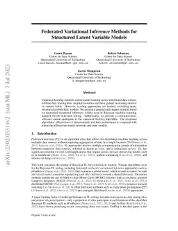 Federated Variational Inference Methods for Structured Latent Variable
  Models