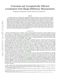 Consistent and Asymptotically Efficient Localization from
  Range-Difference Measurements
