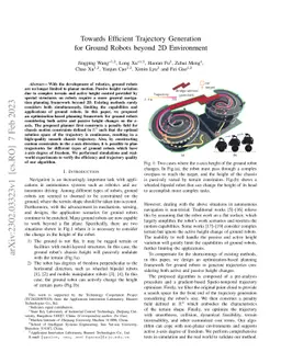 Towards Efficient Trajectory Generation for Ground Robots beyond 2D
  Environment