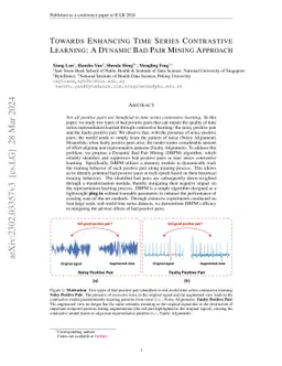 Towards Enhancing Time Series Contrastive Learning: A Dynamic Bad Pair
  Mining Approach