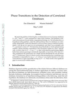 Phase Transitions in the Detection of Correlated Databases