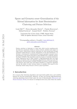 Sparse and geometry-aware generalisation of the mutual information for
  joint discriminative clustering and feature selection