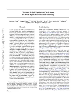 Towards Skilled Population Curriculum for Multi-Agent Reinforcement
  Learning