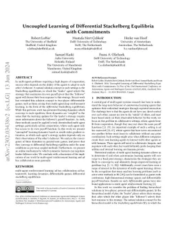 Uncoupled Learning of Differential Stackelberg Equilibria with
  Commitments