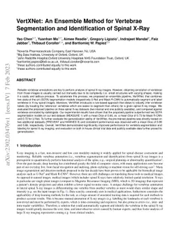 VertXNet: An Ensemble Method for Vertebrae Segmentation and
  Identification of Spinal X-Ray