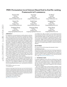 PIER: Permutation-Level Interest-Based End-to-End Re-ranking Framework
  in E-commerce