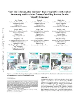 "I am the follower, also the boss": Exploring Different Levels of
  Autonomy and Machine Forms of Guiding Robots for the Visually Impaired