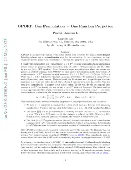 OPORP: One Permutation + One Random Projection