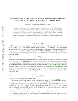 Convergence rates for momentum stochastic gradient descent with noise of
  machine learning type