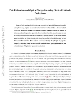 Pole Estimation and Optical Navigation using Circle of Latitude
  Projections
