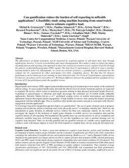 Can gamification reduce the burden of self-reporting in mHealth
  applications? A feasibility study using machine learning from smartwatch data
  to estimate cognitive load