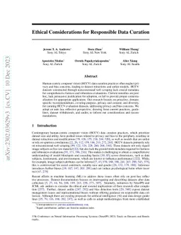 Ethical Considerations for Responsible Data Curation