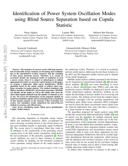 Identification of Power System Oscillation Modes using Blind Source
  Separation based on Copula Statistic
