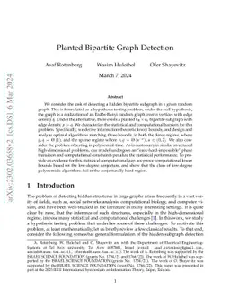 Planted Bipartite Graph Detection