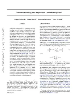 Federated Learning with Regularized Client Participation