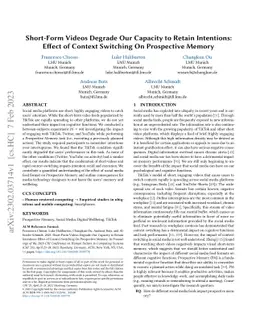 Short-Form Videos Degrade Our Capacity to Retain Intentions: Effect of
  Context Switching On Prospective Memory
