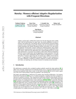 Sketchy: Memory-efficient Adaptive Regularization with Frequent
  Directions