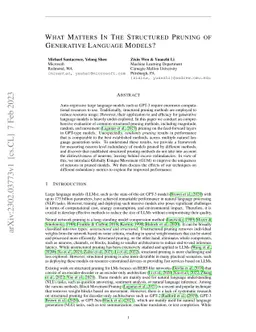 What Matters In The Structured Pruning of Generative Language Models?