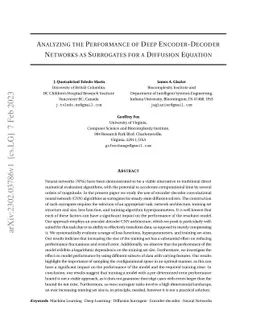 Analyzing the Performance of Deep Encoder-Decoder Networks as Surrogates
  for a Diffusion Equation
