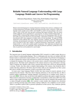 Reliable Natural Language Understanding with Large Language Models and
  Answer Set Programming