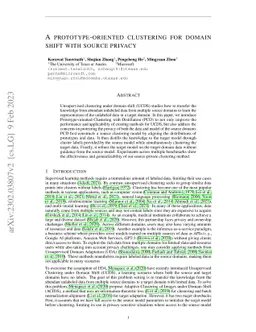 A Prototype-Oriented Clustering for Domain Shift with Source Privacy