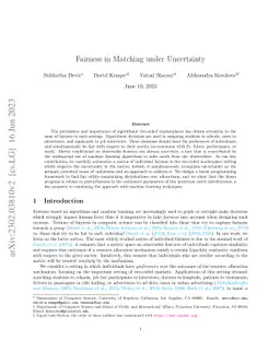 Fairness in Matching under Uncertainty