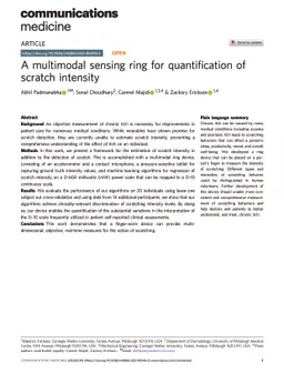 A Multimodal Sensing Ring for Quantification of Scratch Intensity