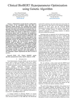 Clinical BioBERT Hyperparameter Optimization using Genetic Algorithm