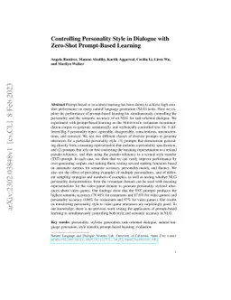 Controlling Personality Style in Dialogue with Zero-Shot Prompt-Based
  Learning