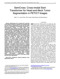 SwinCross: Cross-modal Swin Transformer for Head-and-Neck Tumor
  Segmentation in PET/CT Images