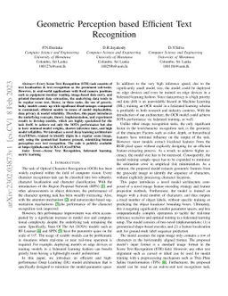 Geometric Perception based Efficient Text Recognition