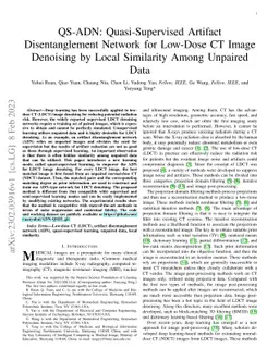 QS-ADN: Quasi-Supervised Artifact Disentanglement Network for Low-Dose
  CT Image Denoising by Local Similarity Among Unpaired Data