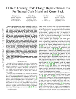CCRep: Learning Code Change Representations via Pre-Trained Code Model
  and Query Back