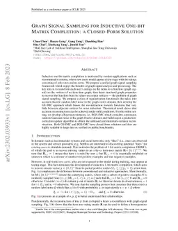 Graph Signal Sampling for Inductive One-Bit Matrix Completion: a
  Closed-form Solution