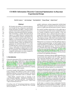 CO-BED: Information-Theoretic Contextual Optimization via Bayesian
  Experimental Design