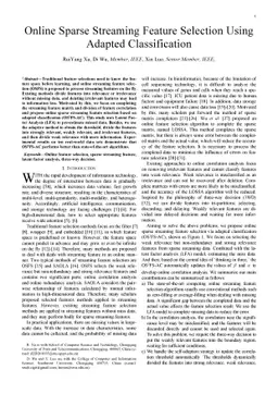 Online Sparse Streaming Feature Selection Using Adapted Classification