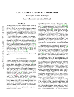 Explanations for Automatic Speech Recognition