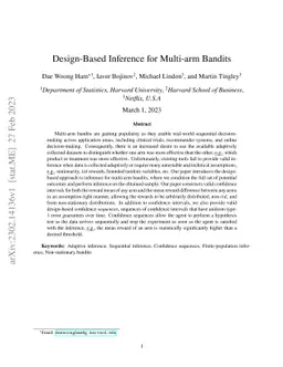 Design-Based Inference for Multi-arm Bandits