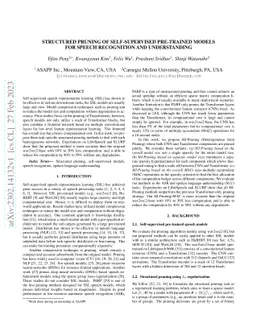 Structured Pruning of Self-Supervised Pre-trained Models for Speech
  Recognition and Understanding