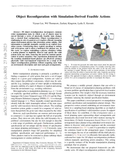 Object Reconfiguration with Simulation-Derived Feasible Actions