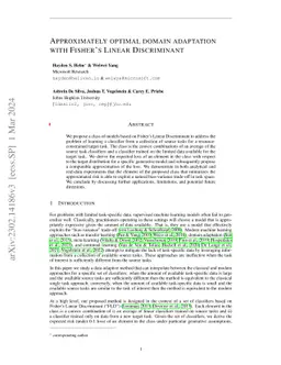 Approximately optimal domain adaptation with Fisher's Linear
  Discriminant