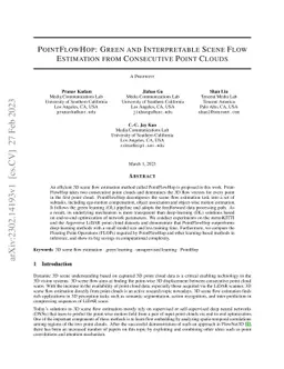 PointFlowHop: Green and Interpretable Scene Flow Estimation from
  Consecutive Point Clouds