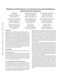 Methods and Mechanisms for Interactive Novelty Handling in Adversarial
  Environments